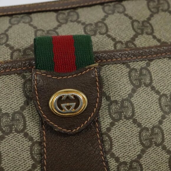 GUCCI GG Supreme Web Sherry Line Shoulder Bag PVC Beige 39 02 032 Auth ki5847 - Picture 13 of 16